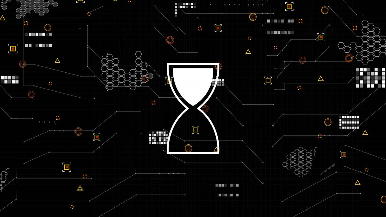 Animation of ai data processing over grid and dark background