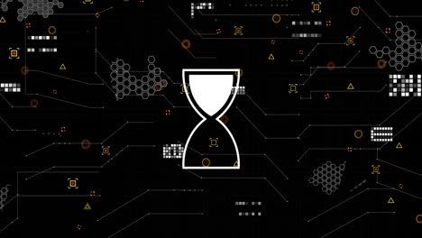 animation of ai data processing over grid and dark background