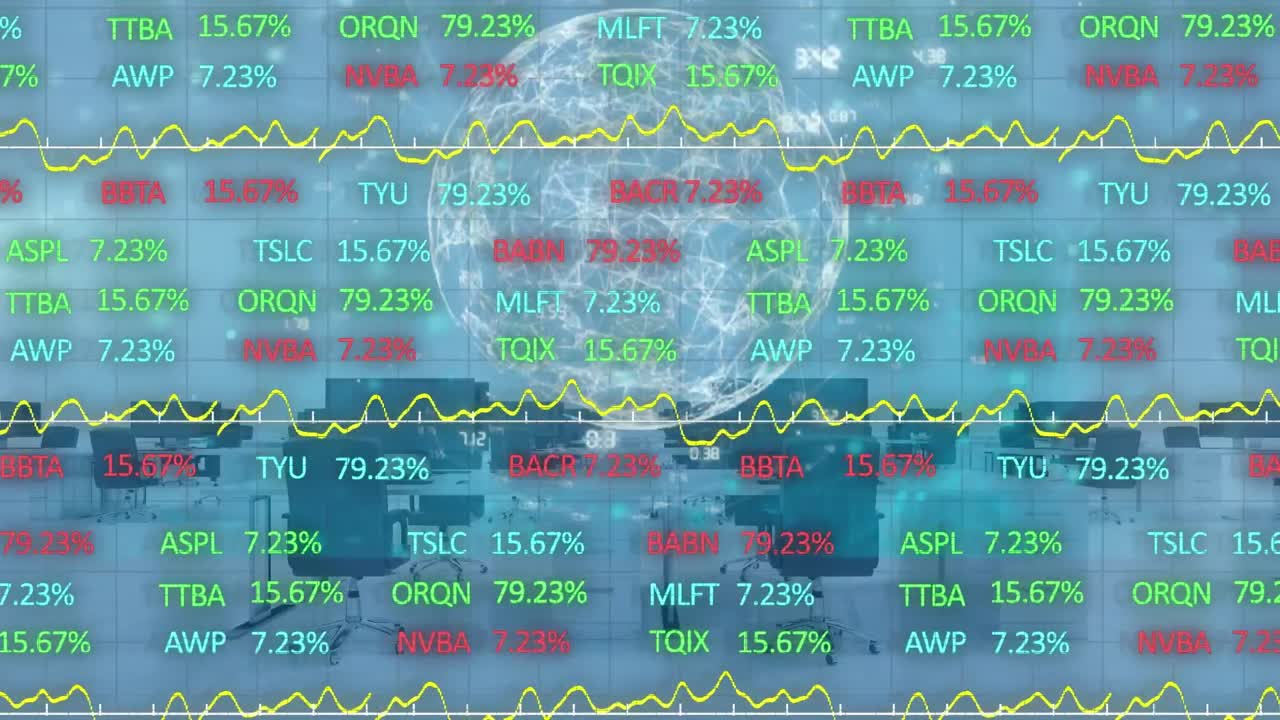 빈 사무실에서 재무 데이터 처리의 애니메이션