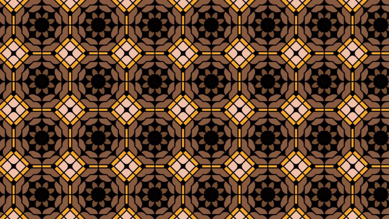Abstract, background animation, scrolling right, black, black, brown and pink mandala