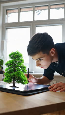 digital art: drawing a tree on a tablet
