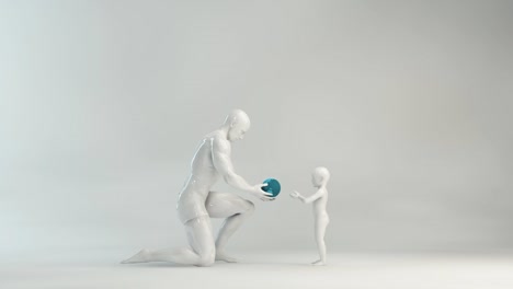 padre dando el mundo al niño como un concepto de crianza