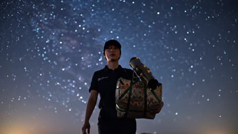 a stargazer's journey: exploring the cosmos through the lens of a telescope under a starry sky on a clear night with celestial wonders all around