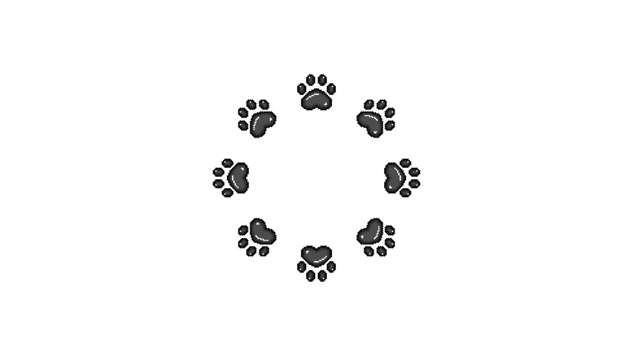 Pixel Art Paw Spinning Circle Animated Overlay Transparent 30fps (6)