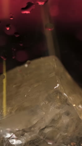 close-up of an ice cube in a drink