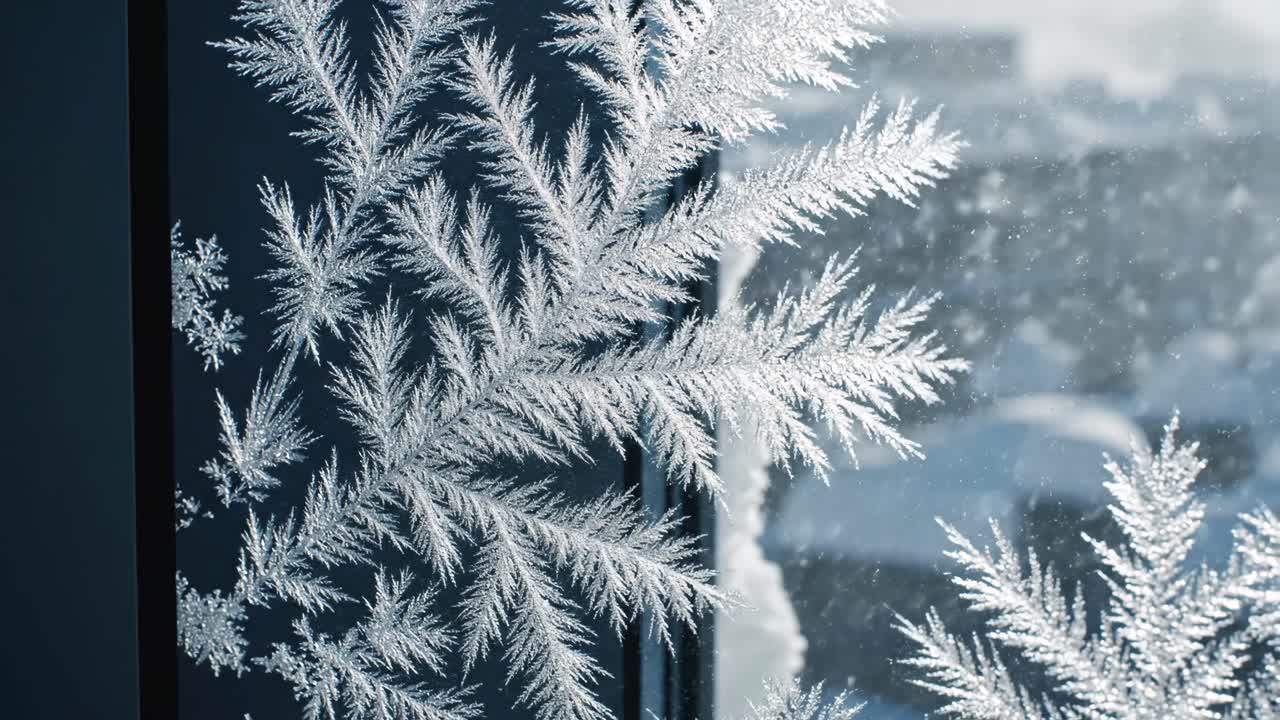 Close-up of Frost Forming on Window