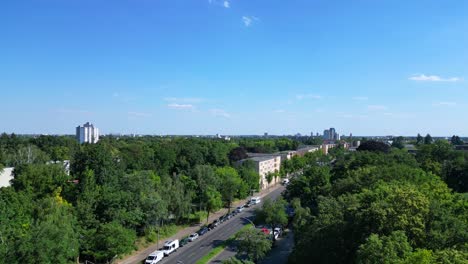 Beautiful-aerial-top-view-flight-street-road-city-berlin-Germany-Summer-day-2023