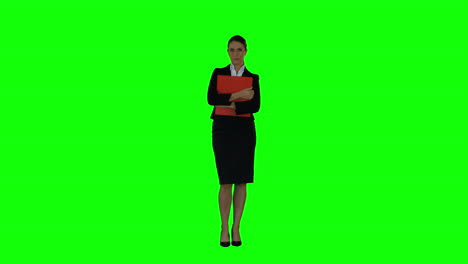 Businesswoman-looking-to-the-camera-with-file