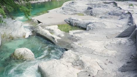 wonderful serio river with its crystalline green waters, bergamo, seriana valley,italy