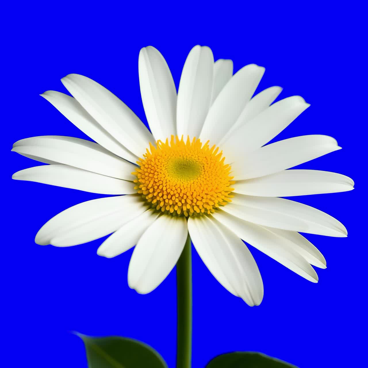 Vibrant daisy animation, transparent 4K video, green screen