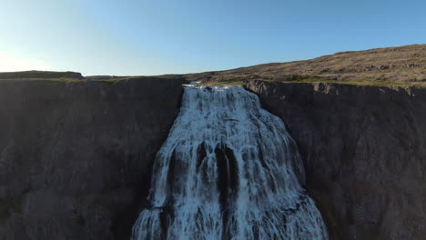 spectacular dynjandi waterfall at sunny day