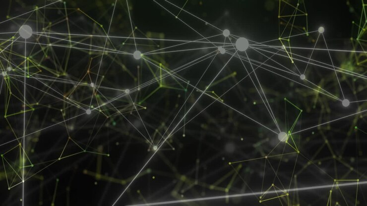 Animazione di una rete di connessioni su sfondo nero