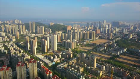 sunny day zhuhai cityscape aerial panorama 4k china