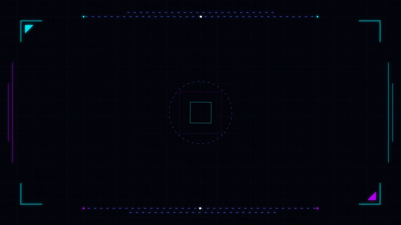 Abstract Digital HUD Interface with Rotating Geometric Shapes
