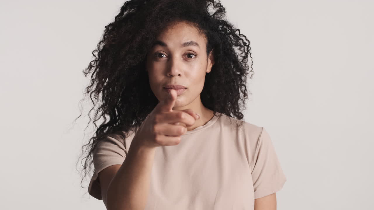 African american woman over white background.