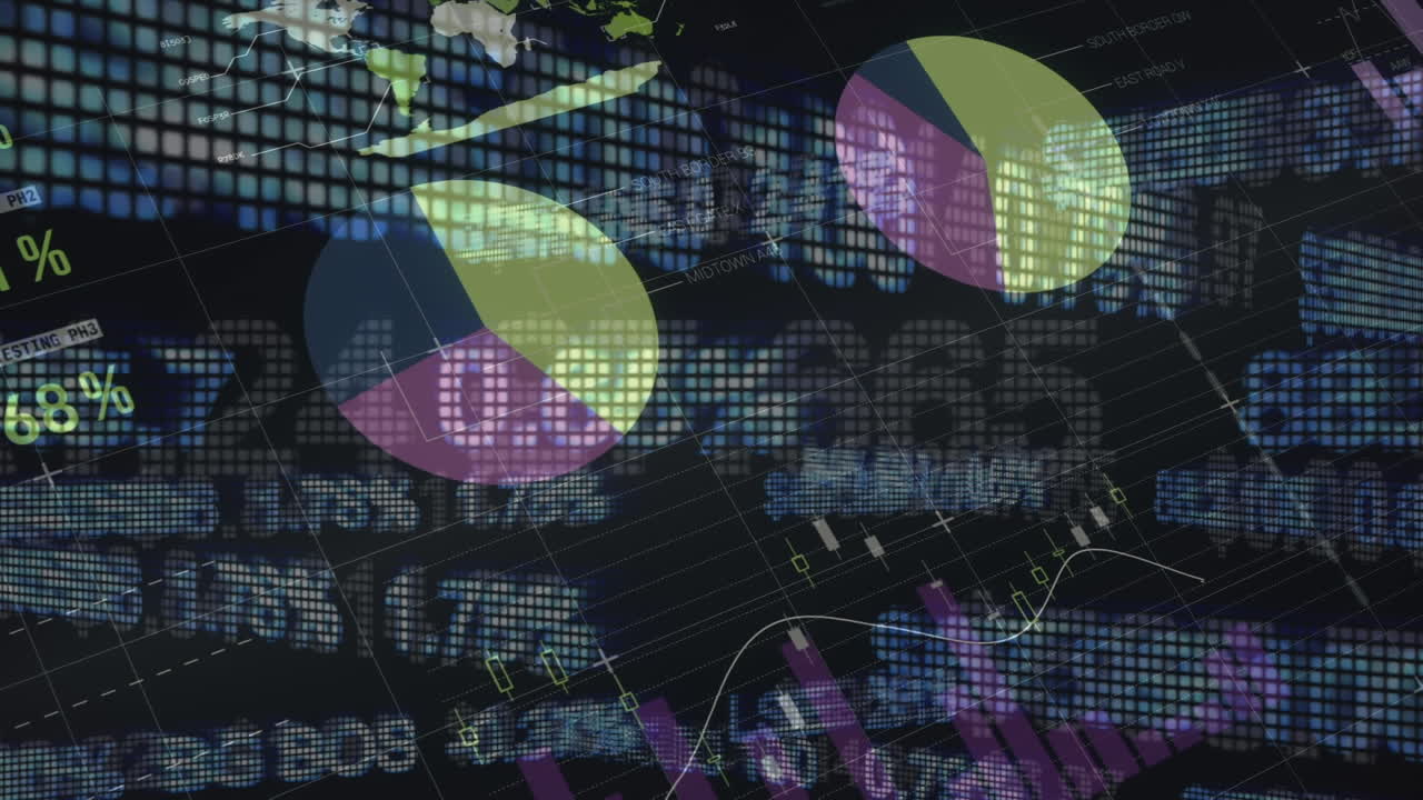 animación del procesamiento de datos financieros sobre un fondo negro