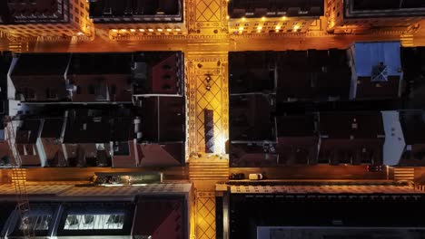 aerial view of illuminated street rua augusta at night in lisbon, portugal