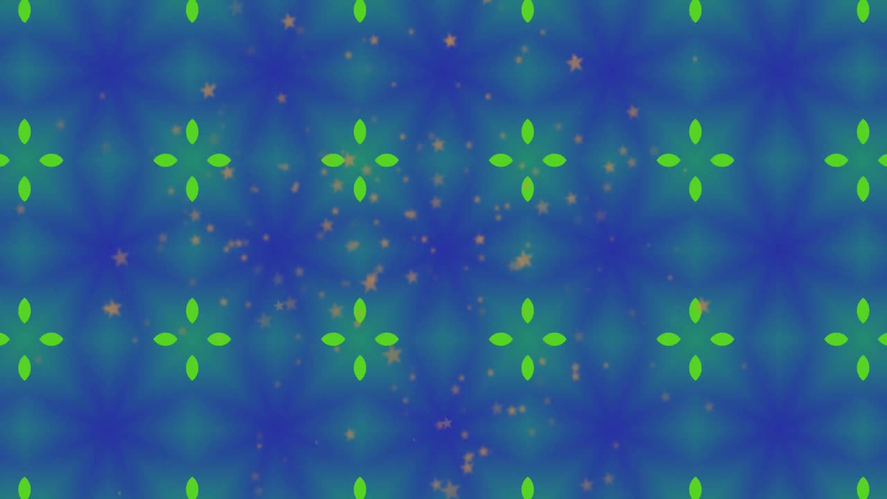 파란색 배경에 떠다니는 점 위에 추상적인 패턴의 애니메이션