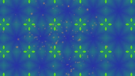 animación de patrones abstractos sobre puntos flotantes contra un fondo azul.