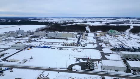 Frigid-Snow-On-The-Ground-Of-A-Natural-Gas-Compressor-Station-During-Winter-In-Austria