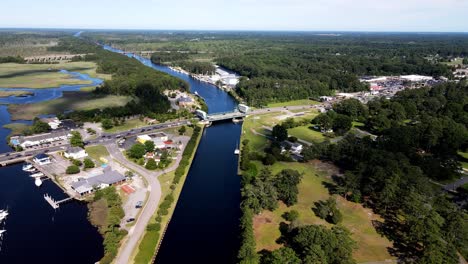 vista aérea del puente levadizo a través de la vía fluvial intercostera en chesapeake