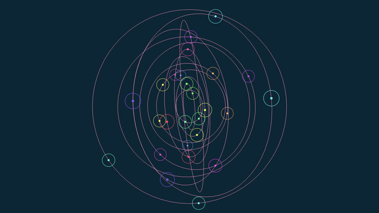 diagrama circular círculos de colores con puntos variables, dispuestos en el sentido de las agujas del reloj