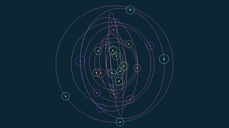 Circular diagram colorful circles with varying dots, arranged clockwise