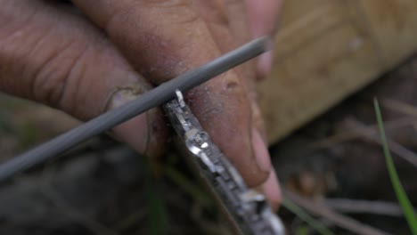 motosierra preparando para cortar madera 4k