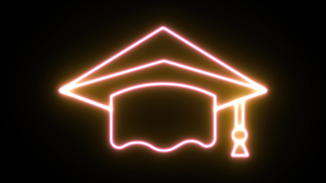 animación de icono de luz de neón. fondo negro 4k uhd.