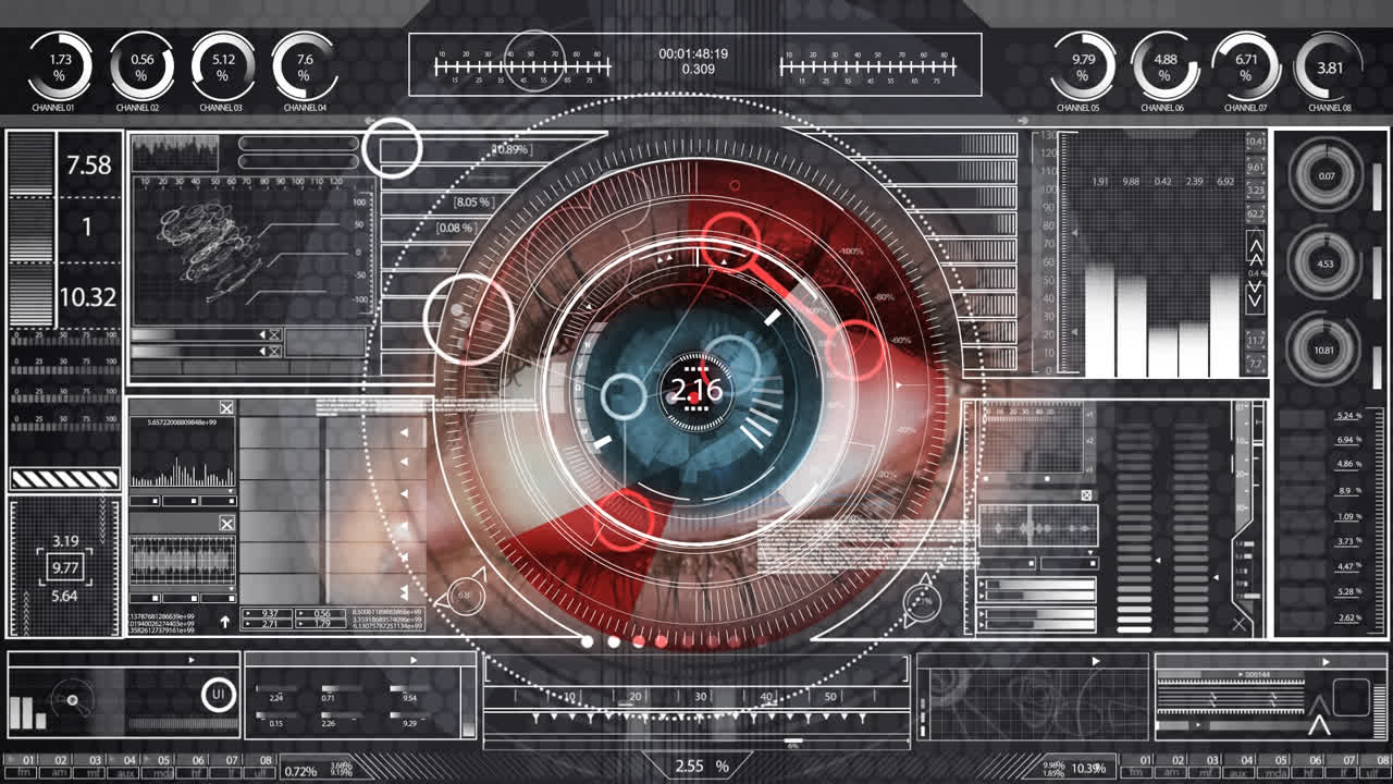 interfaz de tecnología de negocios contra los ojos azules