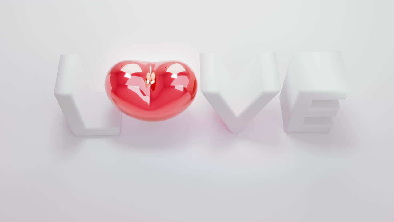 White love letters sign with the red heart instead of "O" letter
