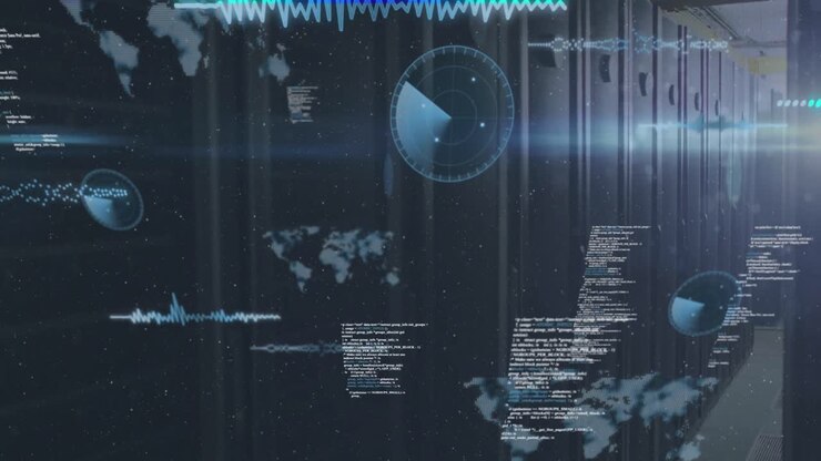 Animation of data processing and statistics over computer servers