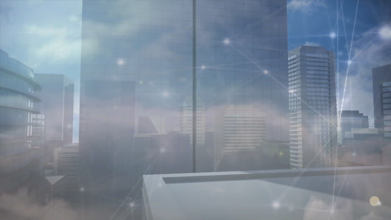 도시 풍경에 대한 연결 네트워크의 애니메이션