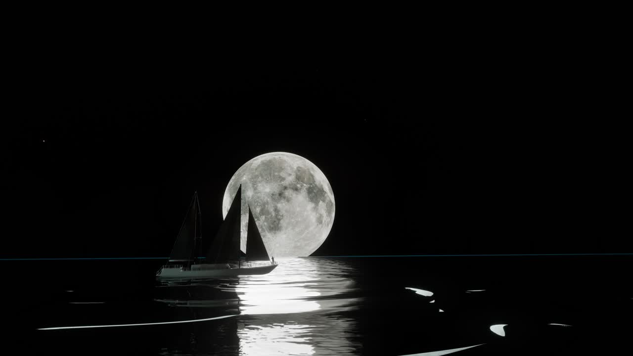 Sailboat under the full moon