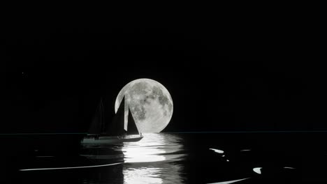 sailboat under the full moon