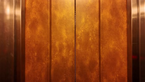 riding an elevator and opening the door to reveal a floor with pink walls