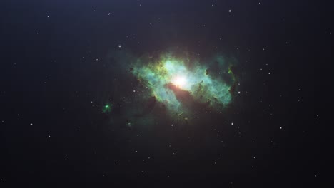 Nebulosa-Verde-Con-Estrellas-Brillantes-Moviéndose-En-El-Espacio