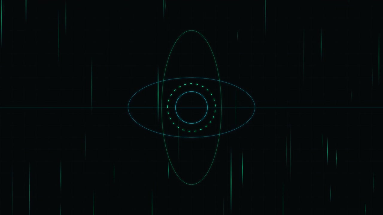 Abstract Digital Motion Graphic with Glowing Geometric Shapes and Particles