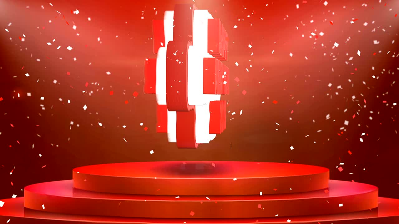 Happy New year 2022 Text Animation Stage Podium Confetti Loop Animation