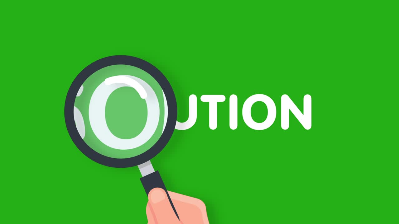 확대 유리 개념의 솔루션 단어