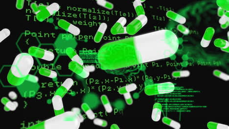 animation of covid 19 cells and pills over data processing