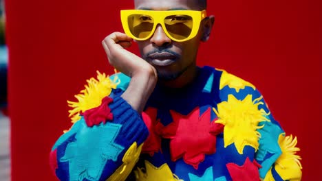 stylish man in colorful outfit