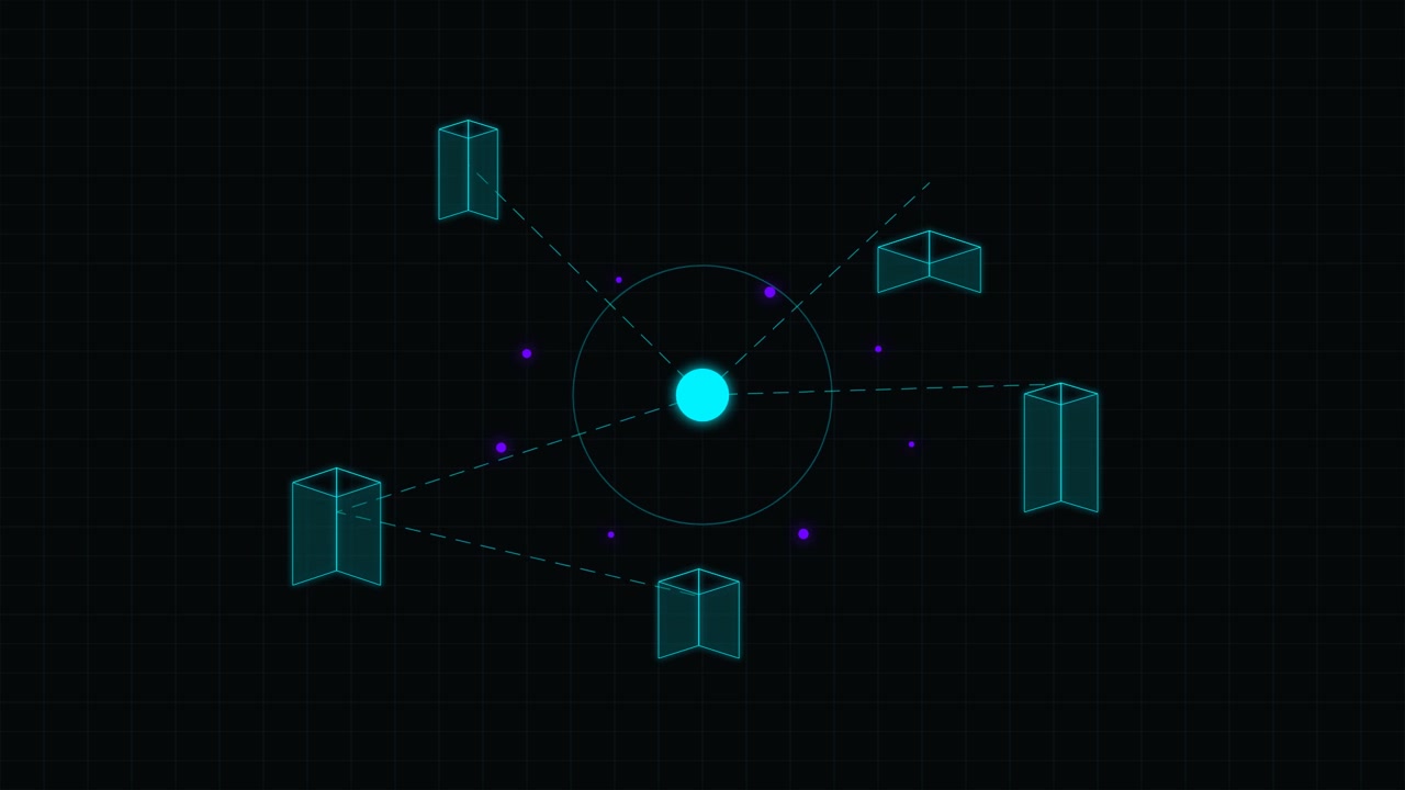 Abstrakt digital netværksvisualisering med ekspanderende geometriske former