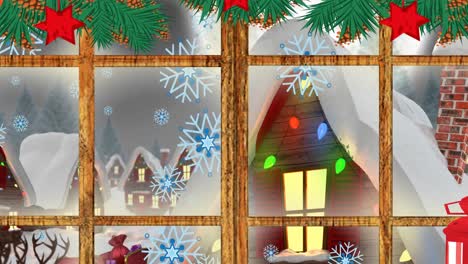 Animation-Der-Winterlandschaft-Aus-Der-Fensteransicht