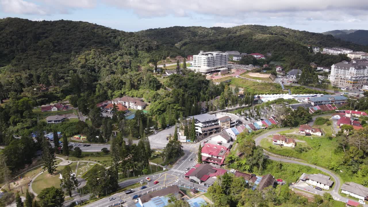 Veduta panoramica generale del distretto di Brinchang all'interno dell'area delle Cameron Highlands in Malesia