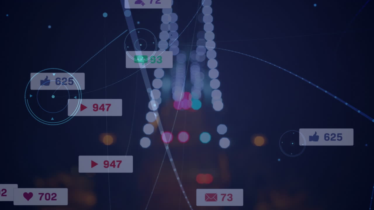 animación de iconos de medios sobre la carretera