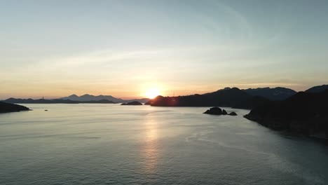 beautiful sunset over islands in south china sea, 4k drone view