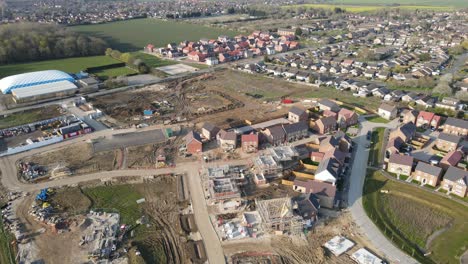 Imágenes-Aéreas-Del-Sitio-De-Contratistas-De-Construcción-De-Casas-De-Castaño-En-Dunholme-En-Lincolnshire