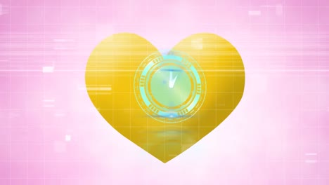 animation of clock with heart icon over pink background