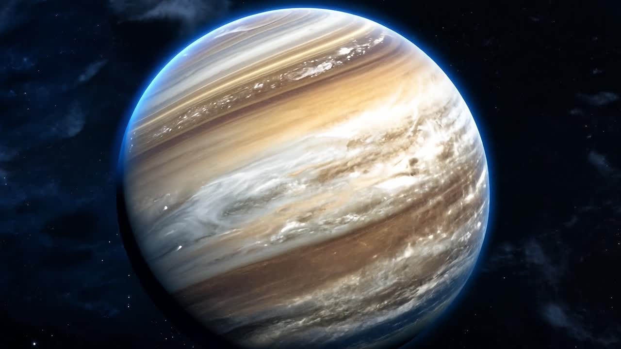 un primer plano del planeta júpiter en el espacio.